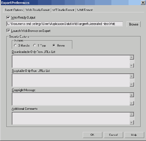   export preferences ,    